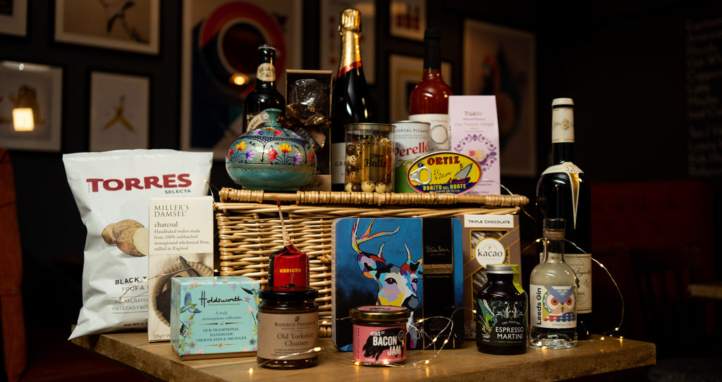 Hampers and gift boxes for Christmas from Pooky's Deli in Horsforth Leeds