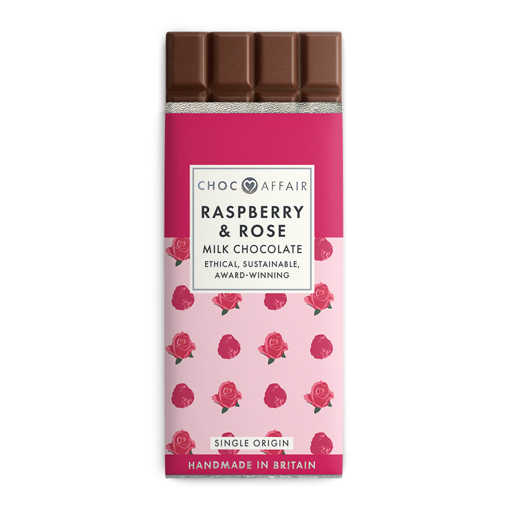 Raspberry and Rose Milk Chocolate Bar
